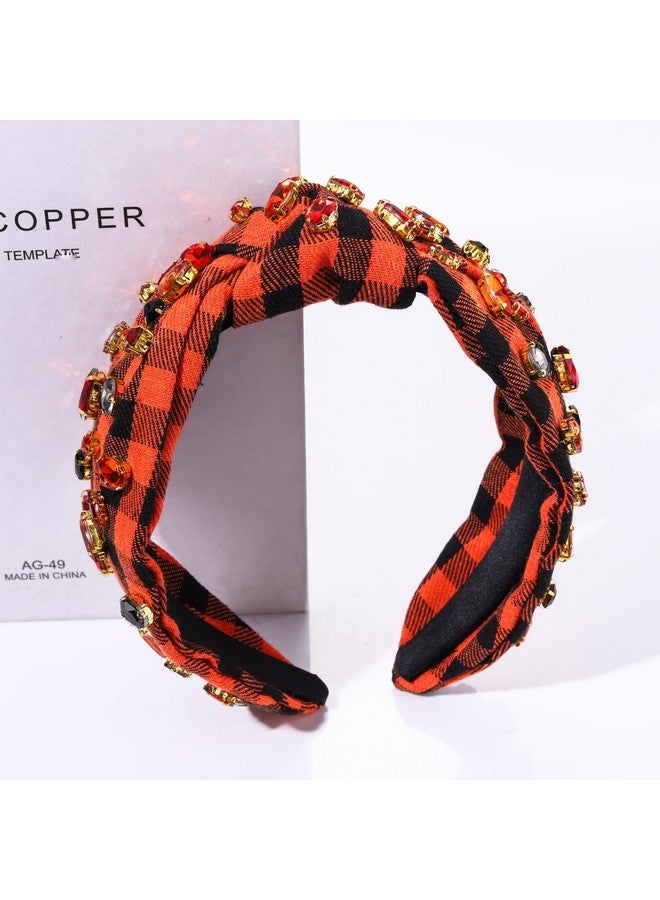 سيالكسهيني عصابة رأس الهالوين للنساء، عصابة رأس مرصعة بأحجار الراين والكريستال، عصابة رأس منقوشة باللون البرتقالي والأسود، إكسسوارات شعر هالوين مخيفة، هدايا حفلات تنكرية (هالوين 1) - Image 5