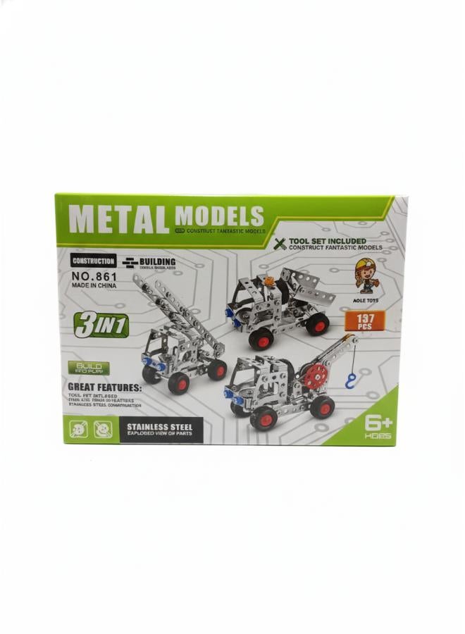 Metal Models 3-in-1 Construction Building Vehicle Model Toys No. 861 by Aole Toys - Image 1