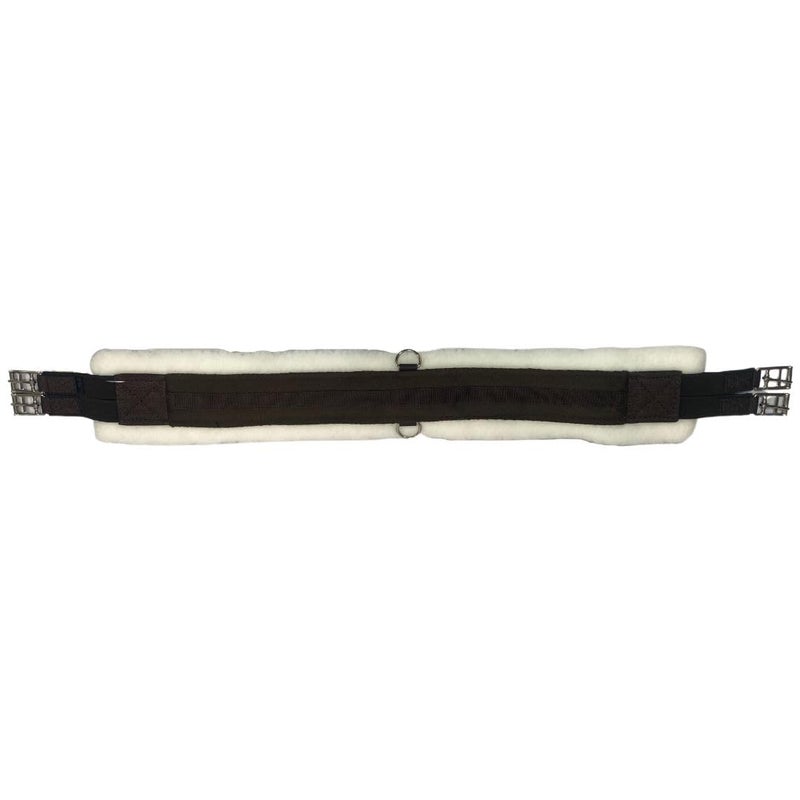 Intrepid International English Girth with Fleece - Breathable Lightweight Horse Girth for English Saddle, Double Elastic Easy Attachment, Brown with White Fleece, 52" - Image 3