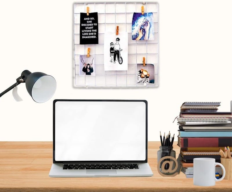 CreativeBuzz Steel Grid Photo Frame for Wall - DIY Mesh Wire Frame of Metal Hanging Aesthetic Moments Wall Décor for Home Living Room (White) - Image 1