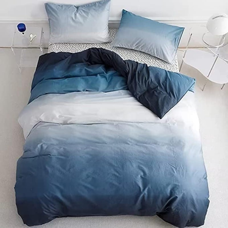 Houseri White and Blue Comforter Set California King Gradient Blue Comforter Bedding Sets Cal King Size Cal King96x104Comforter