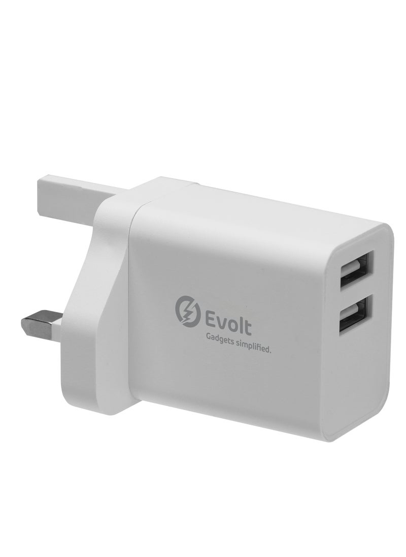 Evolt - ETC-L02 2.4A Dual USB Travel Charger with USB-A to Light ning Cable - Image 1