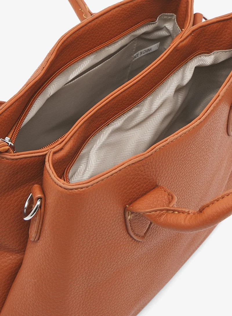 Ella rust structured satchel with top handle and strap for Women | Best Price UAE