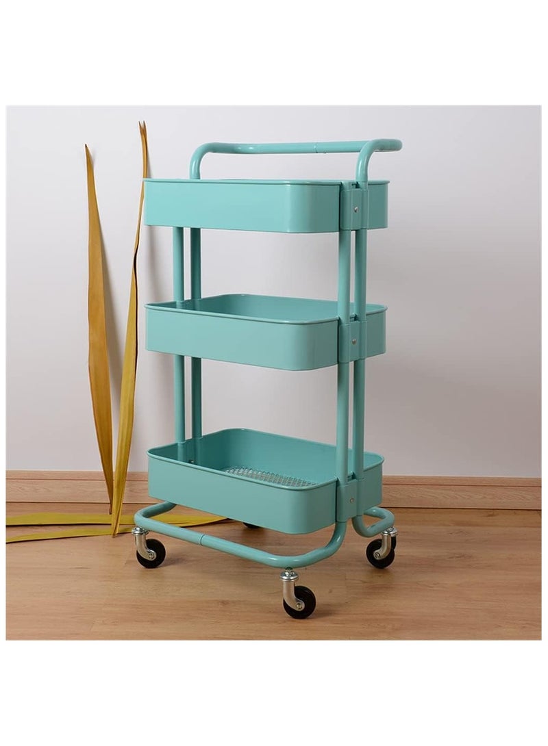 BLOOMING TIME 3 Tier Trolley Storage Cart With Rubber Wheels Green for Baby - Image 1
