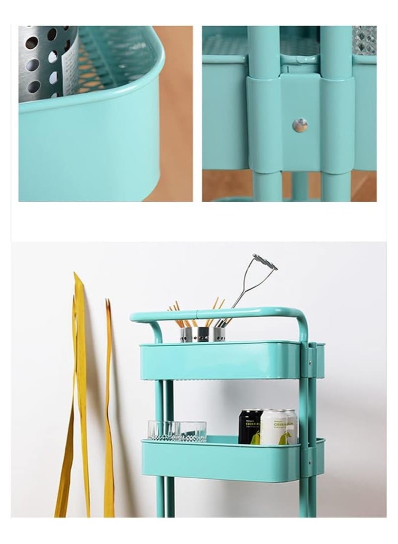 BLOOMING TIME 3 Tier Trolley Storage Cart With Rubber Wheels Green for Baby - Image 2