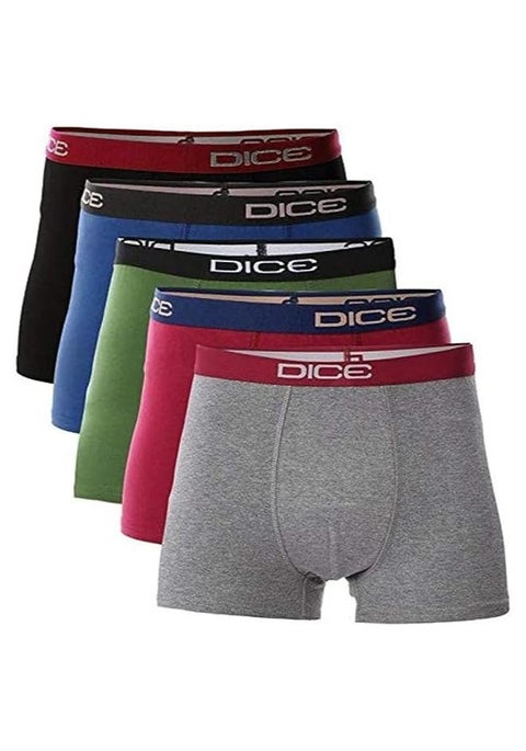Pack Of 5 Men's Boxers, Lycra, Solid Colours