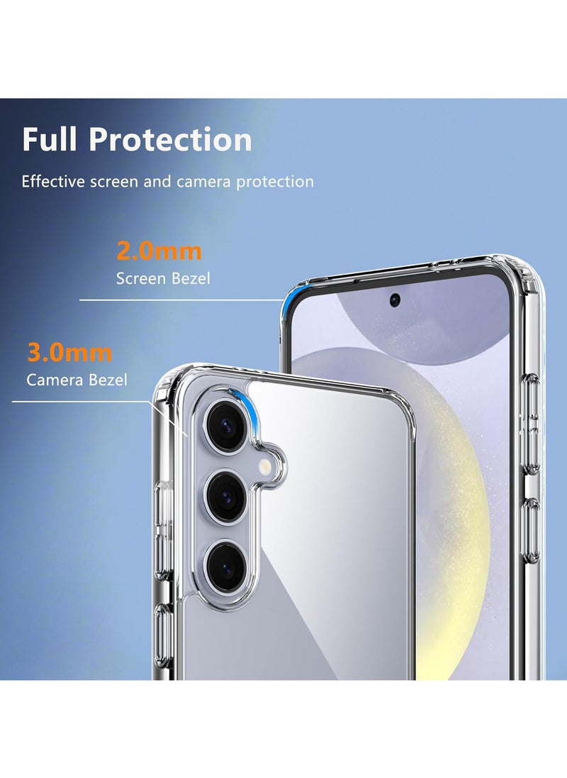 جراب شفاف كريستالي عام لهاتف Samsung Galaxy S24 FE، ممتص صدمات ناعم من مادة TPU وغطاء خلفي صلب من مادة البولي كربونات، غير قابل للاصفرار، مضاد للخدش، حماية من السقوط، جراب نحيف، (شفاف)