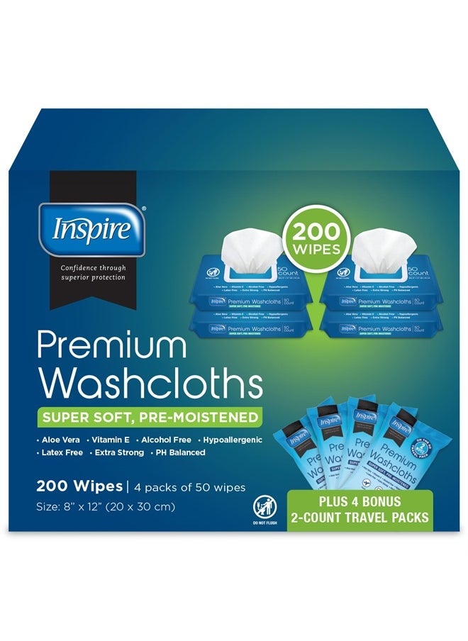 Inspire - Adult Wet Wipes, Adult Wash Cloths, Adult Wipes for Incontinence & Cleansing for Elderly, 8"x12" (200 count) - Image 1