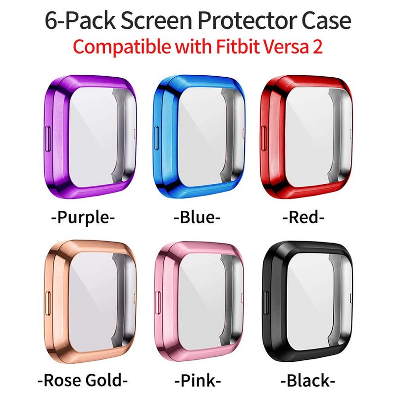RICHONE [6-Pack] Screen Protector Case Compatible with Fitbit Versa 2 Smartwatch, All-Around TPU Plated Protective Cover Scratch Resistant Bumper Shell Accessories (6 Colors, Versa 2) - Image 5