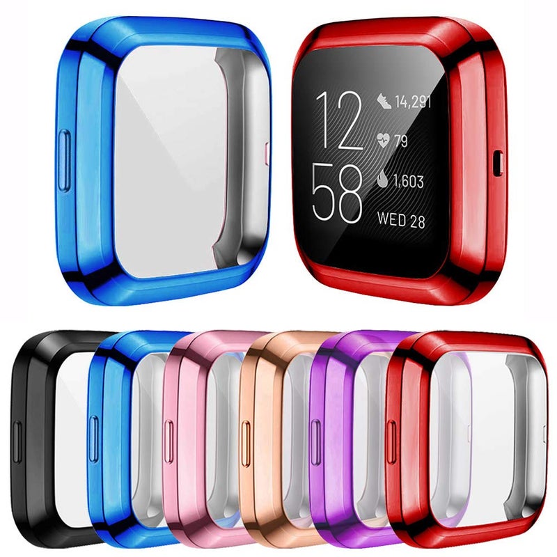 RICHONE [6-Pack] Screen Protector Case Compatible with Fitbit Versa 2 Smartwatch, All-Around TPU Plated Protective Cover Scratch Resistant Bumper Shell Accessories (6 Colors, Versa 2) - Image 1