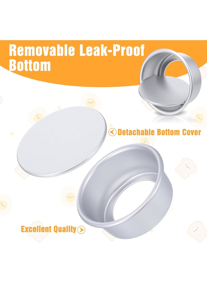 كاكابو مجموعة من 4 قطع من قوالب الكيك المستديرة مقاس 4 بوصات غير لاصقة لخبز الكيك بالجبن قوالب كيك مستديرة صغيرة من سبائك الألومنيوم مع قاعدة قابلة للإزالة للخبز المنزلي والتجمعات - Image 5