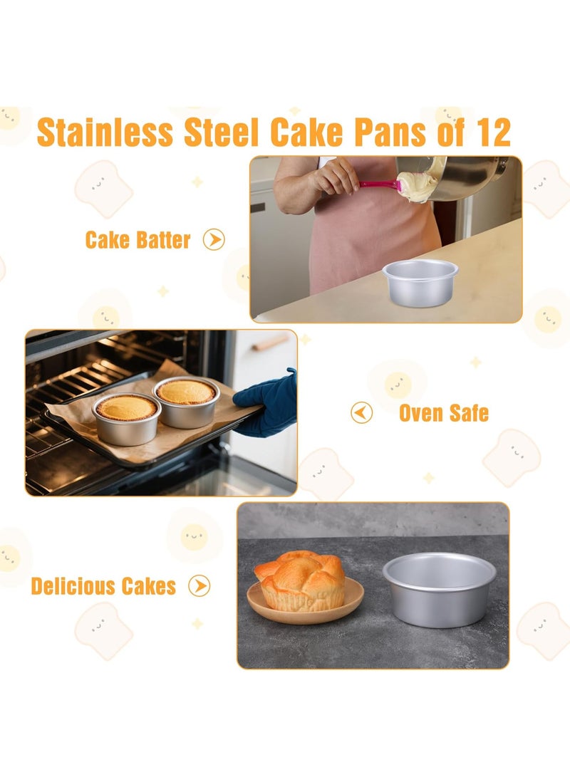 كاكابو مجموعة من 4 قطع من قوالب الكيك المستديرة مقاس 4 بوصات غير لاصقة لخبز الكيك بالجبن قوالب كيك مستديرة صغيرة من سبائك الألومنيوم مع قاعدة قابلة للإزالة للخبز المنزلي والتجمعات - Image 3