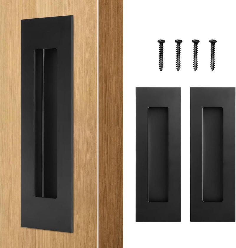 HBL ' 4 Pack | 5.9 Inch Closet Door Pulls, 304 Stainless Steel Sliding Closet Finger Pull, Recessed Finger Pull for Bypass, Pocket and Barn Door, Black - Image 1