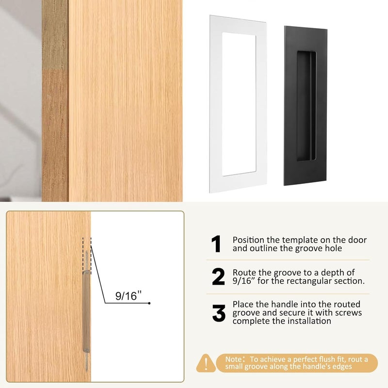 HBL ' 4 Pack | 5.9 Inch Closet Door Pulls, 304 Stainless Steel Sliding Closet Finger Pull, Recessed Finger Pull for Bypass, Pocket and Barn Door, Black - Image 5