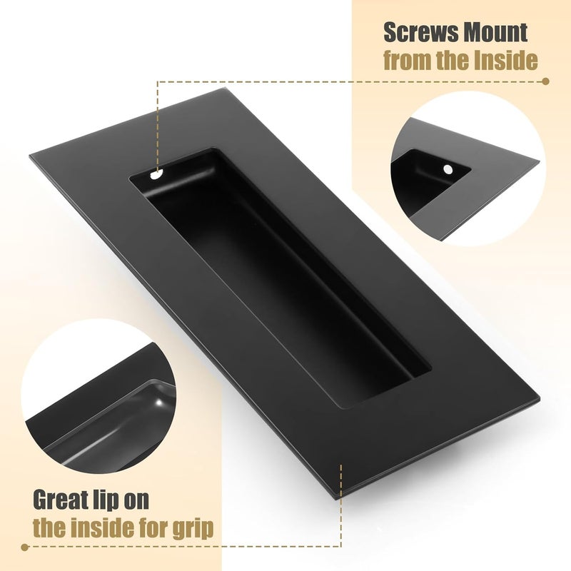 HBL ' 4 Pack | 5.9 Inch Closet Door Pulls, 304 Stainless Steel Sliding Closet Finger Pull, Recessed Finger Pull for Bypass, Pocket and Barn Door, Black - Image 2
