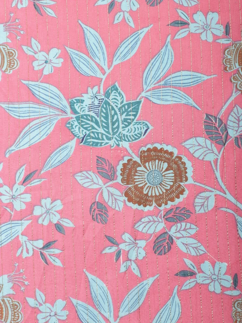 AKS  Candy Pink Floral Print Fabric for Crafting  | Best Price UAE