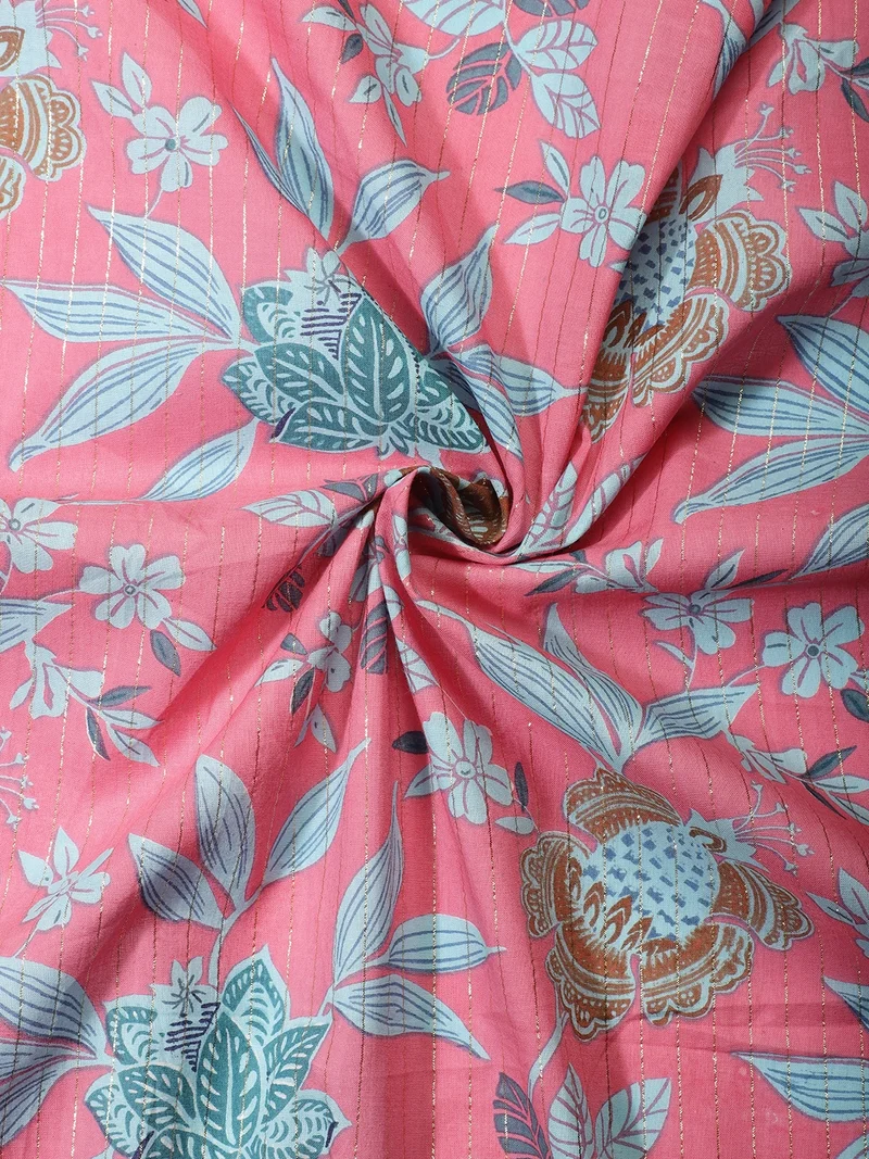 AKS  Candy Pink Floral Print Fabric for Crafting  | Best Price UAE