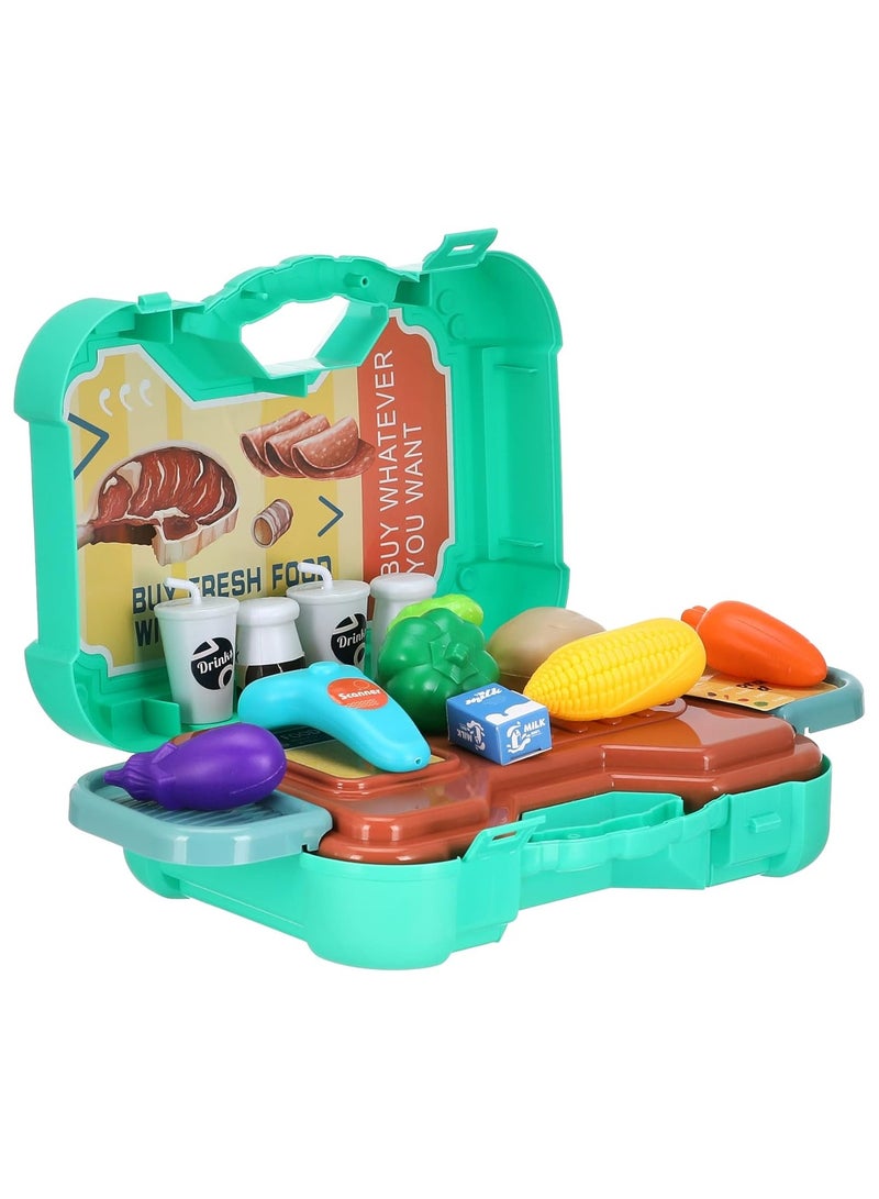 Eid Game. 18 Pieces Kids Mini Cashier Set, Includes Food and Drinks, Pretend Play Set for Kids, Cashier Set with in Bag Game Accessories  - Image 3