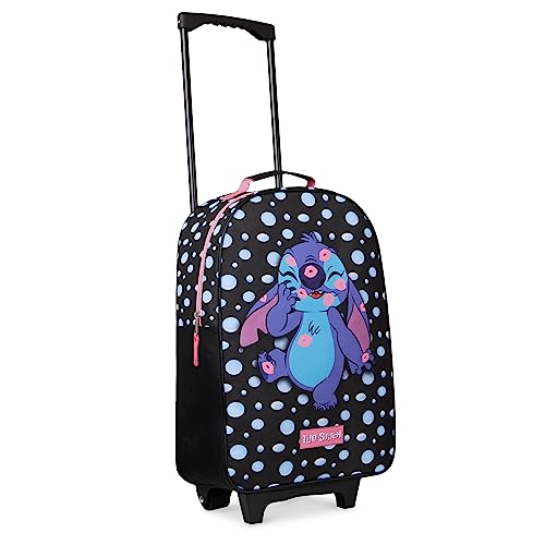 Disney Kids Rolling Luggage 160116 in 16L CarryOn Suitcase with Wheels Foldable Lightweight Travel Bag Gifts for Kids Black Stitch - Image 1