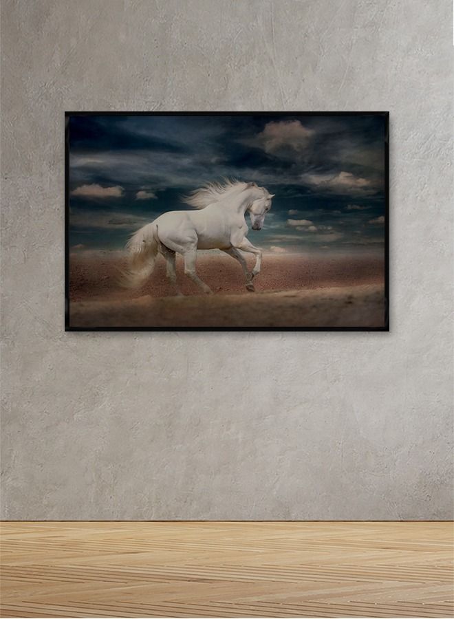 Marktna Canvas Wall Art For Wall Decoration, Horse Design, With A Hollow Black Frame, Size (120x80), One Piece - Image 1