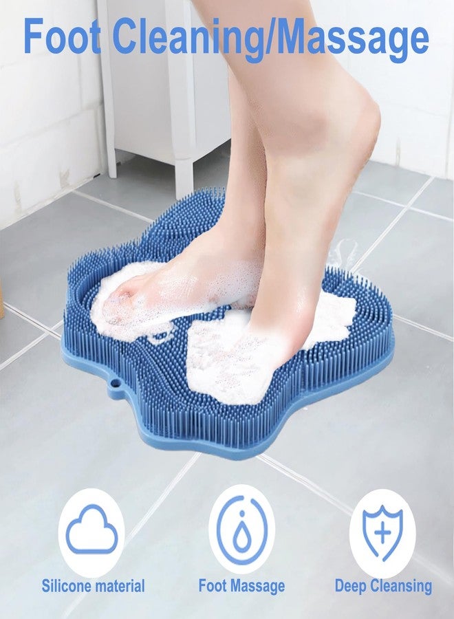 Easkite Shower Foot Scrubber, Shower Foot and Back Scrubber with Suction Cups, Shower Silicone Foot Washer for Exfoliating Massage（Blue） - Image 2
