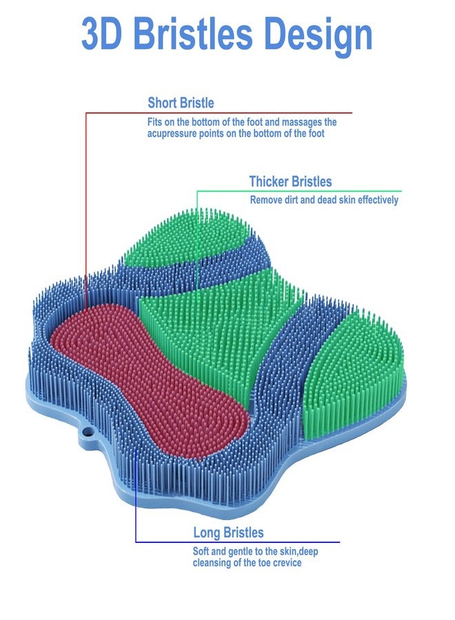 Easkite Shower Foot Scrubber, Shower Foot and Back Scrubber with Suction Cups, Shower Silicone Foot Washer for Exfoliating Massage（Blue） - Image 4