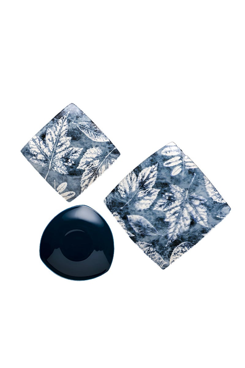 Lotus Fathi Mahmoud 18-piece square porcelain dinner set - blue. 