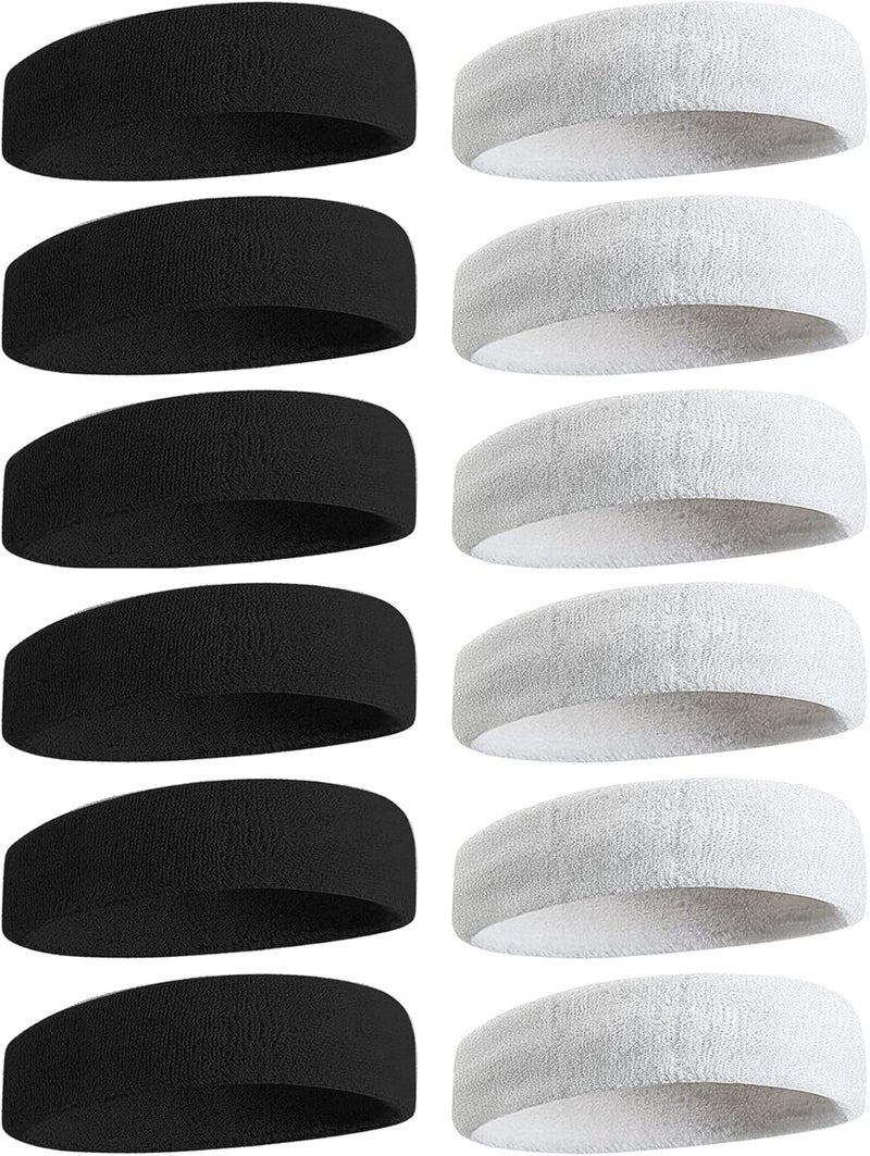 NON STOP Sweatbands Sports Headband for Men & Women, Moisture Wicking Hairband Athletic Towel Headbands Cotton Head Sweat Bands for Running, Cycling, Yoga, Spa - Image 1