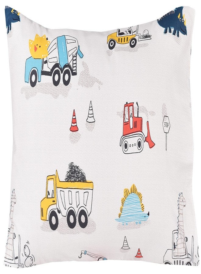 J-pinno J pinno Dinosaur Construction Work Digger Cars Vehicle Cute Cozy Fun Full Sheet Set for Kids Girls Children 100% Cotton Flat Sheet + Fitted Sheet + Pillowcase Bedding Set (Dinosaur, Full) - Image 3