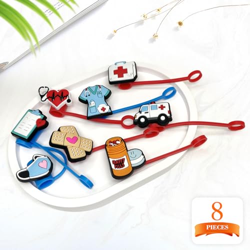 Nukuopa 8Pcs Medical Straw Cover for Tumbler Cap, Nurse Silicone Straw Topper, 10mm Drinking Straw Tip Covers for Accessories (Medical) - Image 5