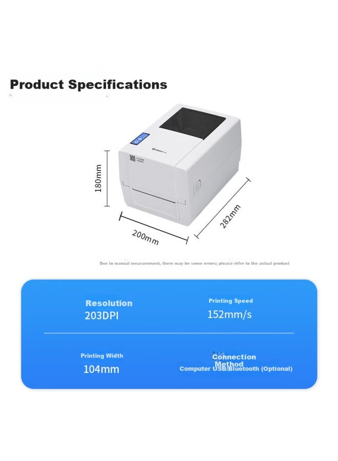 Gprinter Gp-1924t Thermal Transfer Ribbon Label Printer Desktop Barcode Printer Tag Washing Label Certificate Copperplate Silver Paper Printing - Image 3