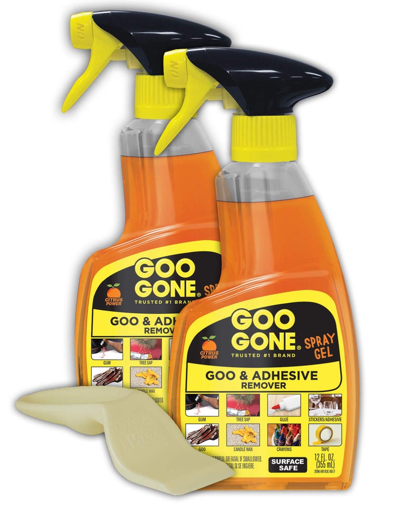 Goo Gone Adhesive Remover Spray Gel, Removes Chewing Gum, Grease, Tar, Stickers, Labels, Tape Residue, Oil, Blood, Lipstick, Mascara, 2 Pack & Sticker Lifter - Image 1