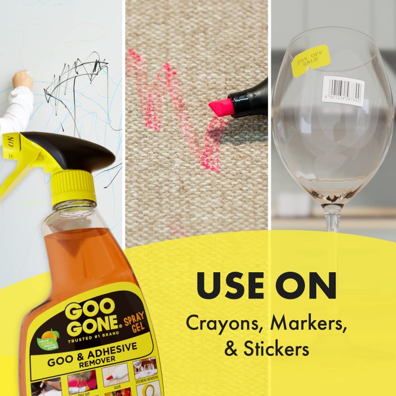 Goo Gone Adhesive Remover Spray Gel, Removes Chewing Gum, Grease, Tar, Stickers, Labels, Tape Residue, Oil, Blood, Lipstick, Mascara, 2 Pack & Sticker Lifter - Image 5