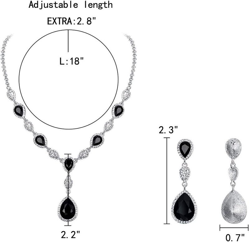 EleQueen Women's Cubic Zirconia Teardrop Y-Necklaces Dangle Earrings Jewelry Sets for Brides Bridesmaids - Image 4