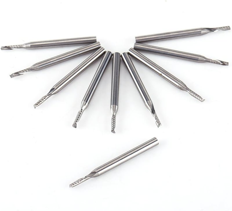 كلاراكو مطحنة طرفية من كلاركو، 10 قطع بساق 1/8 بوصة من كربيد التنجستن، أدوات نقش CNC ذات بت حلزوني أحادي الفلوت - Image 2