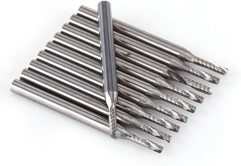 كلاراكو مطحنة طرفية من كلاركو، 10 قطع بساق 1/8 بوصة من كربيد التنجستن، أدوات نقش CNC ذات بت حلزوني أحادي الفلوت - Image 3