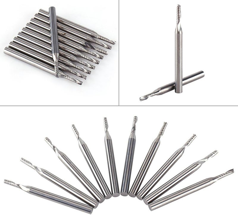 كلاراكو مطحنة طرفية من كلاركو، 10 قطع بساق 1/8 بوصة من كربيد التنجستن، أدوات نقش CNC ذات بت حلزوني أحادي الفلوت - Image 4