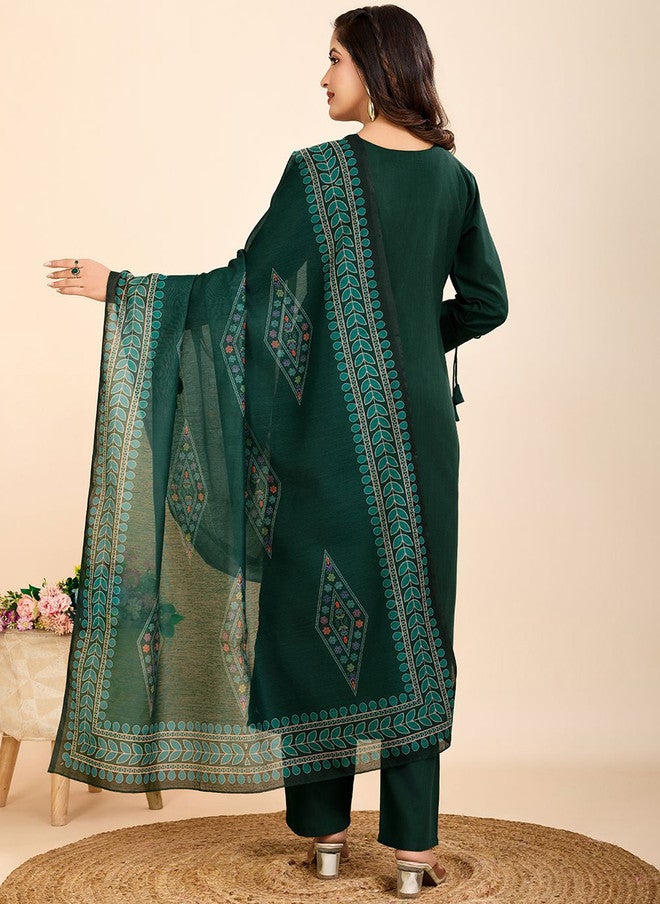Women Basket طقم كورتا مزخرف بنقوش عرقية للنساء مع بنطلون ودوبتة - Image 4