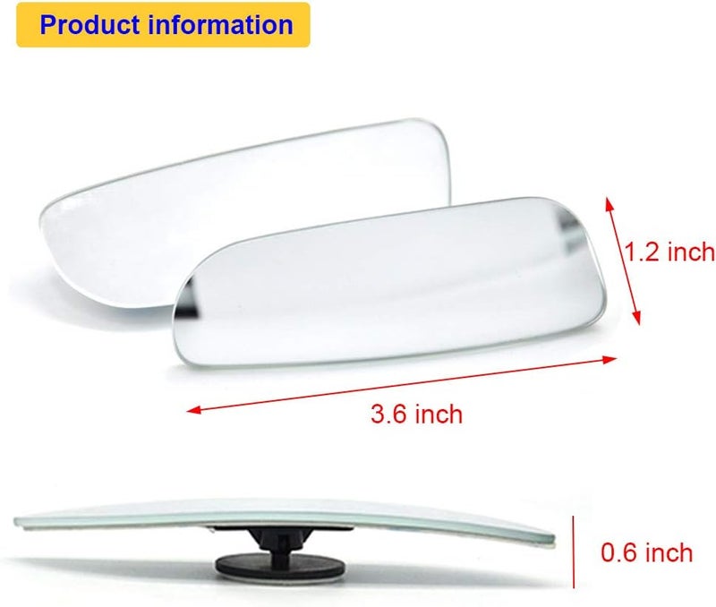 Voroly 2 Pcs Frameless Square Blind Spot Car Exterior Mirror - Adjustable HD Glass Convex Rear View - Image 2