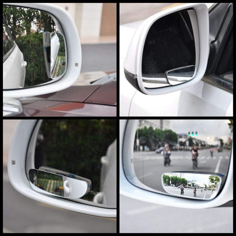 Voroly 2 Pcs Frameless Square Blind Spot Car Exterior Mirror - Adjustable HD Glass Convex Rear View - Image 1