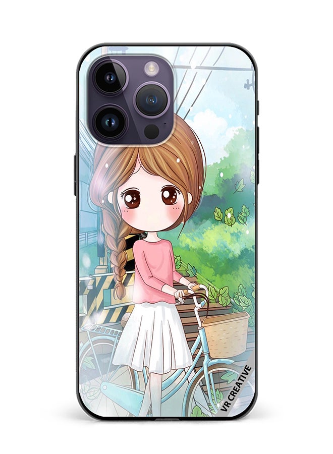 VR CREATIVE Protective Case Cover For Apple iPhone 15 Pro Max Girl With Cycle Design Multicolour - Image 1