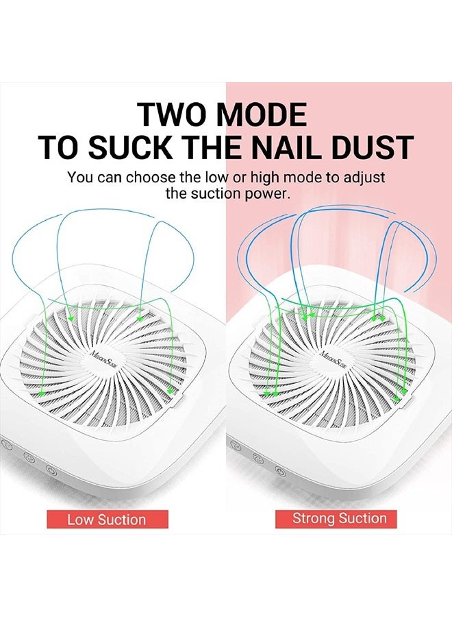MelodySusie Nail Dust Collector with Reusable Filter, Powerful Vacuum Fan Vent Dust Collector Extractor Electric Dust Suction Machine for Acrylic Gel Nail Polishing, Low Noise, Nail Salon - Image 5