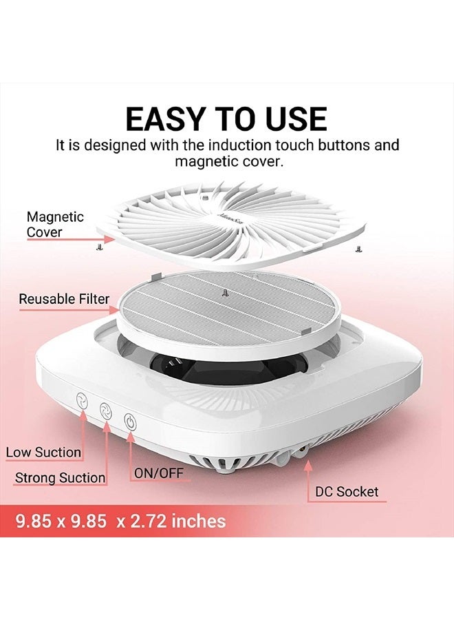 MelodySusie Nail Dust Collector with Reusable Filter, Powerful Vacuum Fan Vent Dust Collector Extractor Electric Dust Suction Machine for Acrylic Gel Nail Polishing, Low Noise, Nail Salon - Image 4