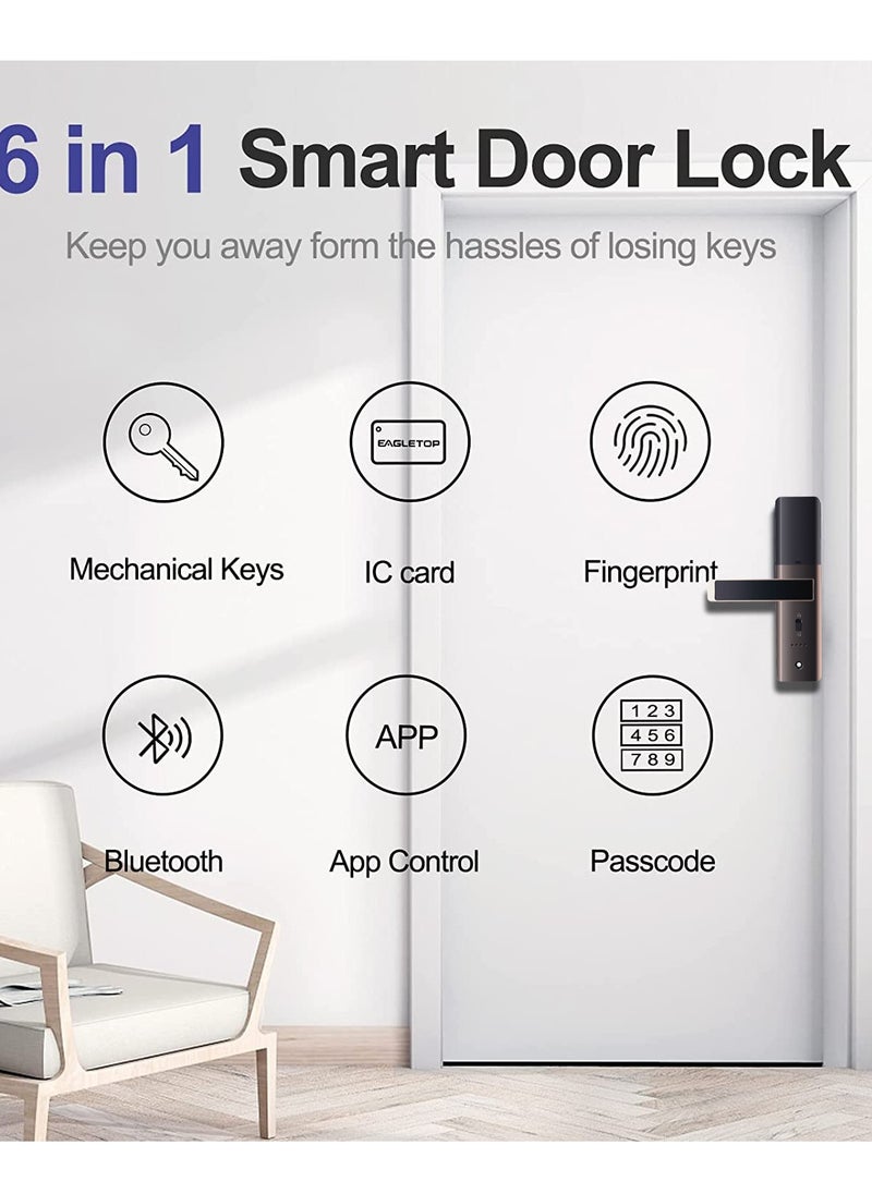 Nomeregan - Smart Lock, Smart Door Lock, Keyless Entry Door Lock Compatible with Alexa & Google, Fingerprint Door Lock, Bluetooth Electronic Deadbolt, Easy Installation for Front Door, Home, Office, Airbnb - Image 1