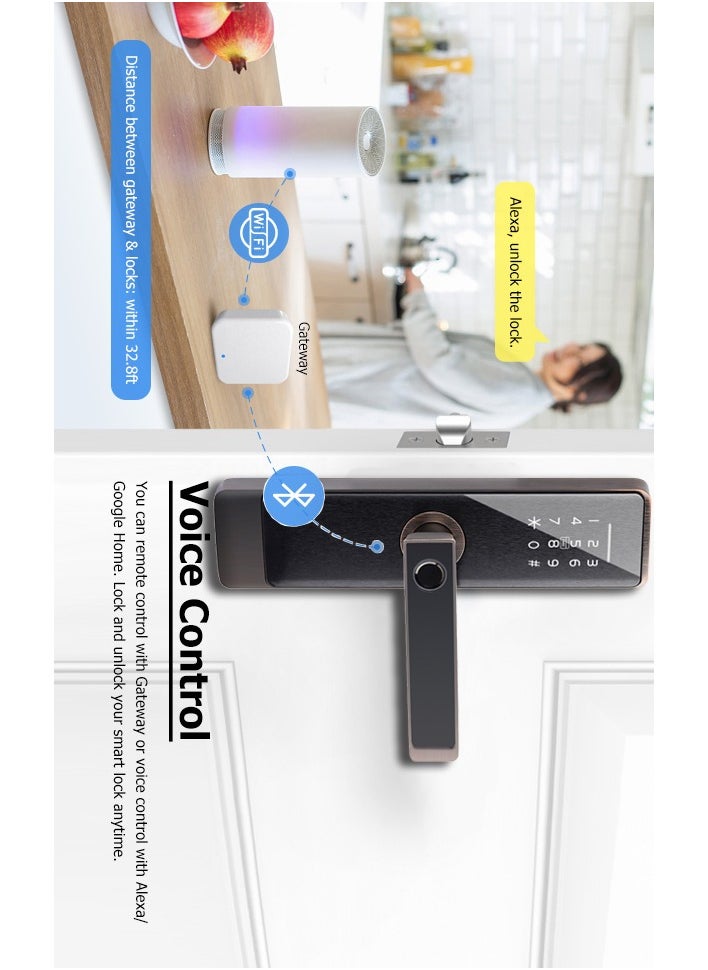 Nomeregan - Smart Lock, Smart Door Lock, Keyless Entry Door Lock Compatible with Alexa & Google, Fingerprint Door Lock, Bluetooth Electronic Deadbolt, Easy Installation for Front Door, Home, Office, Airbnb - Image 1