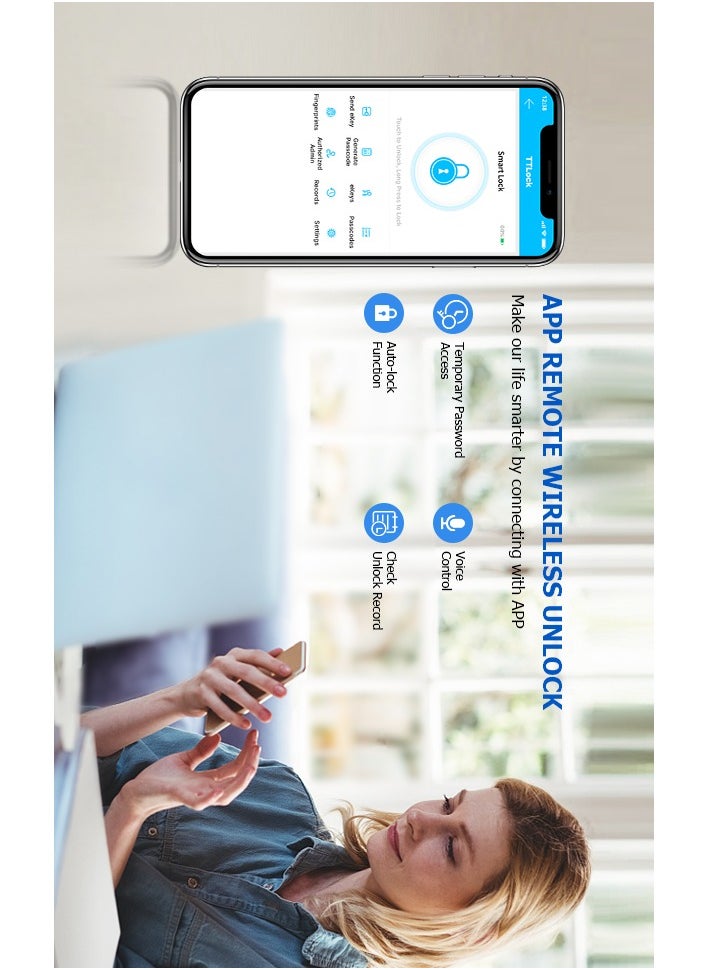 Nomeregan - Smart Lock, Smart Door Lock, Keyless Entry Door Lock Compatible with Alexa & Google, Fingerprint Door Lock, Bluetooth Electronic Deadbolt, Easy Installation for Front Door, Home, Office, Airbnb - Image 1
