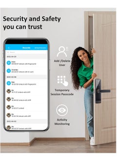 نوميريجان قفل ذكي، قفل باب ذكي، قفل باب دخول بدون مفتاح متوافق مع Alexa & Google، قفل باب بصمة الإصبع، مسمار إلكتروني بلوتوث، سهل التركيب للباب الأمامي، المنزل، المكتب، Airbnb  - Image 4