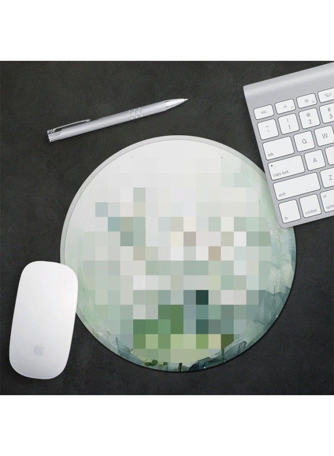 Watercolor Lotus Round Portable Laptop Creative Mouse Pad Waterproof Thickened Lock Edge Non-slip Office Desk Mat Cute-Color:200x200mm-3mm-Pattern:Round Mouse Pad-watercolor Lotus 2  - Image 1