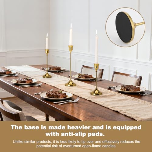 Tunyet Candlestick Holders, 6PCS Metal Taper Candle Holder, Brass Gold Candle Holders for Candlesticks, Candle Holder for Wedding Fireplace Mantel Housewarming Gift - Image 4