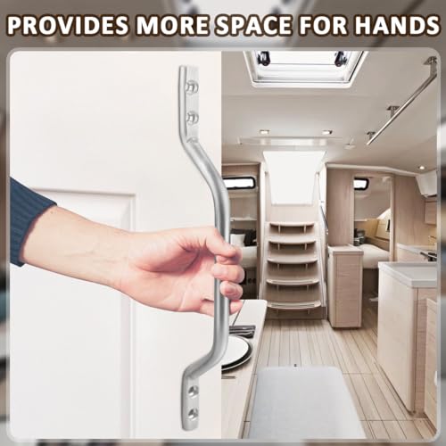 SAQXK Aluminum RV Grab Door Handle Trailer Ramp Gate Door Handle Truck Rear Door Side Door Inside Handle Assist Entry 135 Inch Camper Long Handle Solid Round Heavy Duty Surface Mounted - Image 5